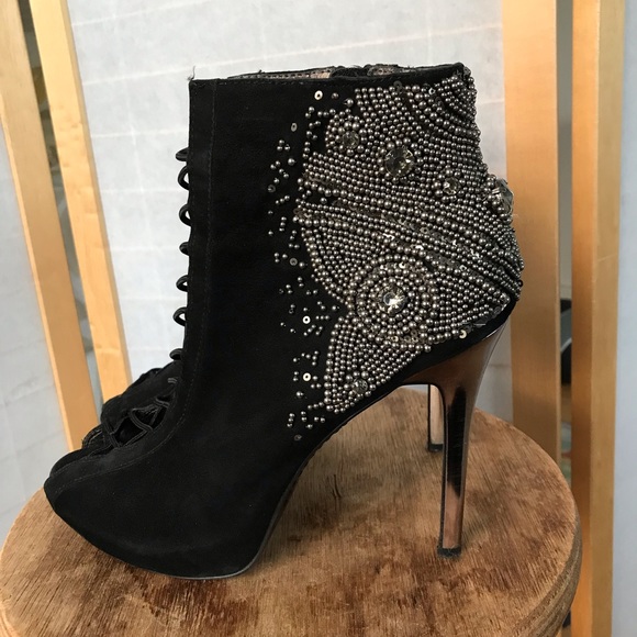 Sam Edelman size 8.5 stilettos peep toe bejeweled - Picture 4 of 13